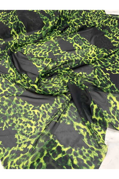 ipekkumaş Șifon verde cu model leopard, cu cădere moale. PRODUSUL NOSTRU SE V...