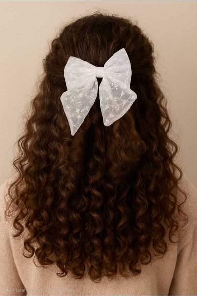 diclecollection White Clip-On Bow Tail Hair Clip