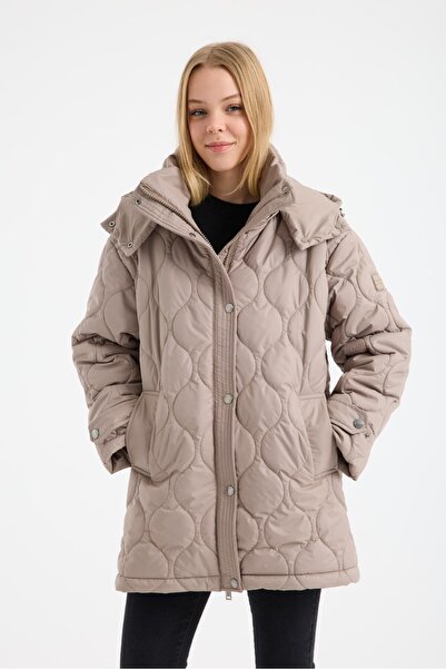 G-FOX Women's Long Detachable Hooded Reversible Zipper Quilted Puffer Coat 8895