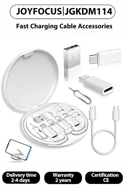 JOYFOCUS Adapter Converter Data Cable Multi-Functional 60W Fast Charging Cable SIM Memory Card IPhone Android