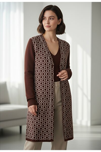 ENDAMIM Women's Knitwear Vest Boat Neck Argyle Patterned Belted Sleeveless Tr...