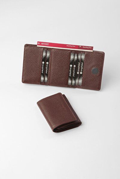 CENGİZ PAKEL Genuine Leather Unisex Wallet with Hidden Magnet Detail - 13708 - Claret Red