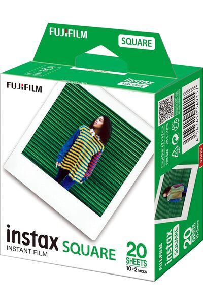 Fujifilm Instax Square 10 Sheets Instant Film, Border, High-Quality Instant Photograpgh - White