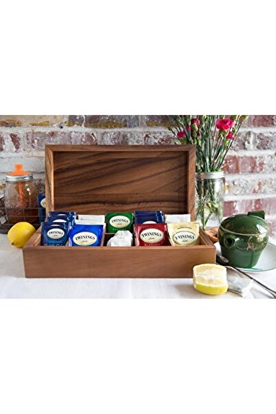 BRF Bezsell Rectangular Vauxhall Double Tea Box, Acacia Wood 1027645
