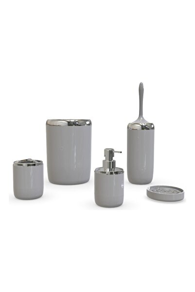 Prima Nova طقم حمام رمادي ليما XL مزين بالكروم