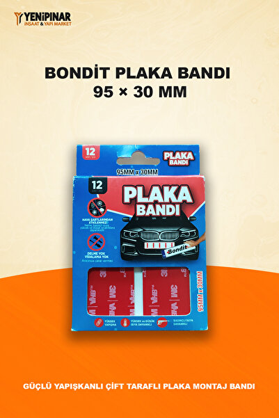 3M Plaka Bandı 95 × 30 mm | Güçlü Yapışkanlı Çift Taraflı Plaka Montaj Bandı