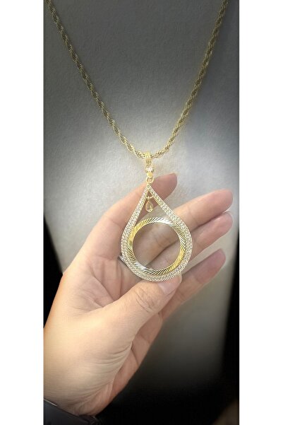 Beyzak Altın Kaplama Armut Kolye Tam Altın İçin 60 cm Çelik Zincirli