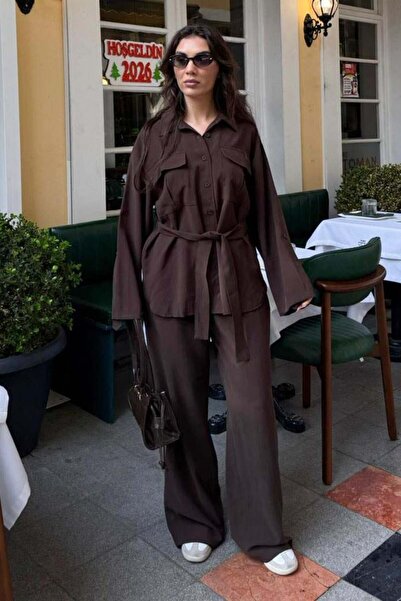 Seeh Brown Long Sleeve Oversized Women's Set Sh338
