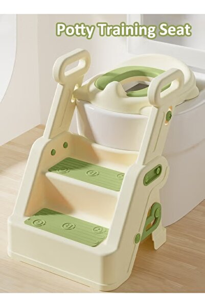 Generic Potty Training Seat Kids Toilet Training Seat with Step Stool Foldable Potty Chair Height Adjustable