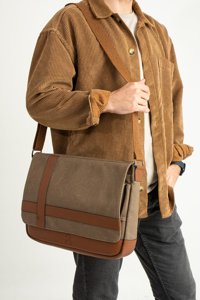 PASSTELL Canvas Large Size Unisex Waterproof Messenger and Briefcase with Shoulder Strap