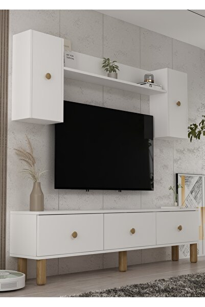 DEMONTE DECOR 1355TV180-1DD TV SEHPASI,TV ÜNİTESİ BEYAZ-SAFİRMEŞE