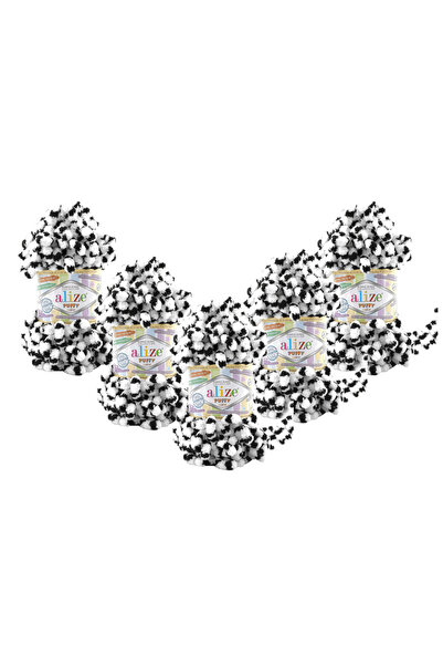 Alize 5 bucăți 6451 Puffy Color - Ață pentru tricotat manual - 9 metri 100 gr.