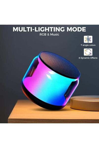 Generic Portable Bluetooth Speaker, Mini Wireless Speakers Bluetooth 5.0 Outdoor Speaker with RGB LE
