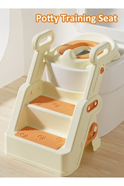 Generic Potty Training Seat Kids Toilet Training Seat with Step Stool Foldable Potty Chair Height Adjustable