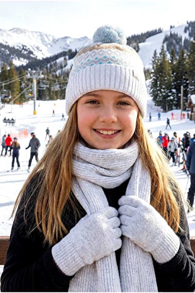 LAGRANZE Junior Girls Winter Scarf Beanie Gloves Set – Warm Accessory Kit for...