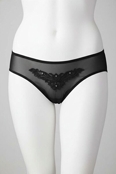 Aria's Closet Φανταχτερό εσώρουχο με κορδόνια από μαύρο τούλι