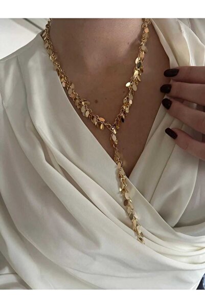 Bubbleatelier Pul Detaylı Gold Y Kolye