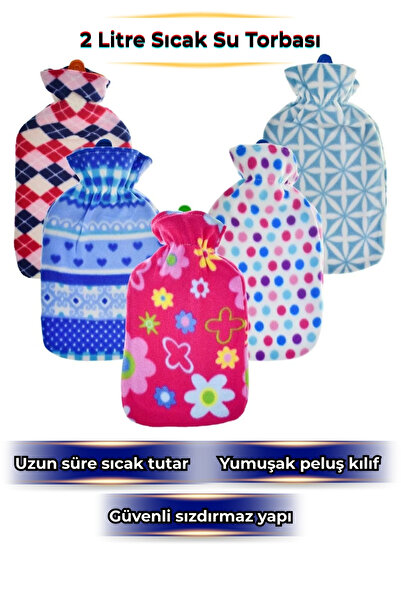 SARAVİTA Peluş Polar Kılıflı Sıcak Su Torbası 2 Litre- Regl, Bel ve İçin Uzun...