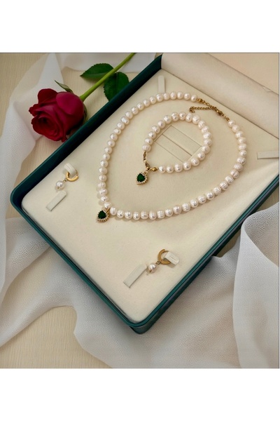 Harikalar Aksesuar 50cm Sertifikalı Gerçek Doğal İnci Kadın Bileklik Küpe Kol...