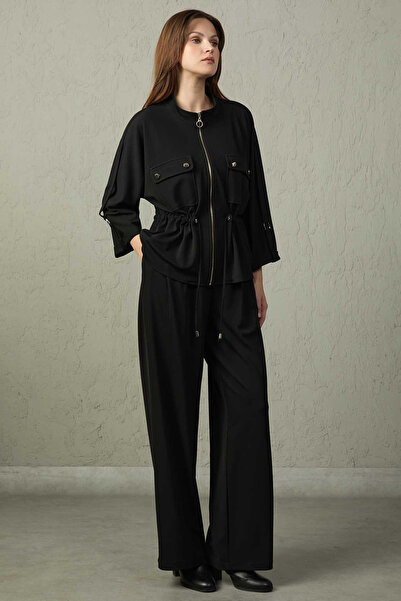 MEZZURA Women's Zipper Closure Double Pocket Jacket 1511 Black