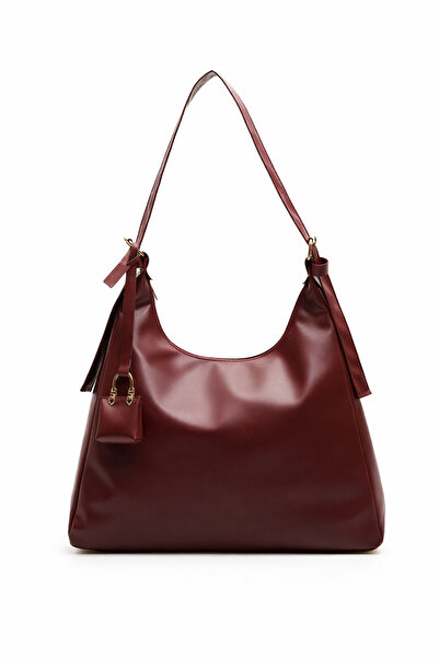 KISCHE Women's Shoulder Bag Burgundy Casual Lined Zippered Adjustable Women's Bag with Charm Lisa