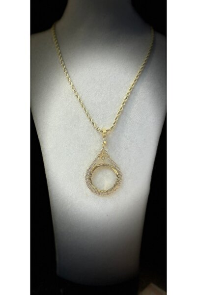 Beyzak Altın Kaplama Armut Kolye Tam Altın İçin 60 cm Çelik Zincirli