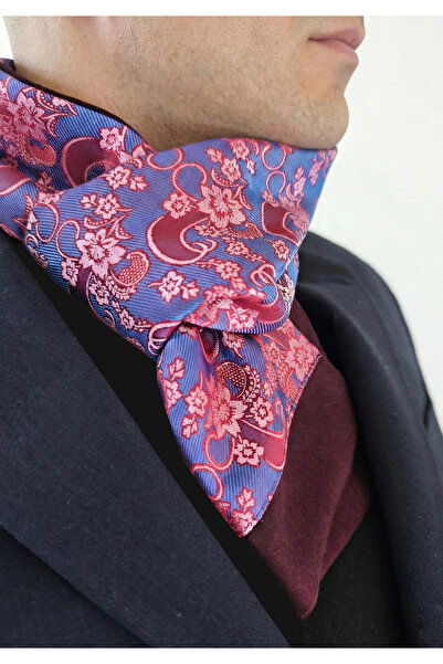 Exve Exclusive Pink Blue Shawl Patterned Jacquard Woven Double Sided Scarf Men's Shawl Ribbed Knit