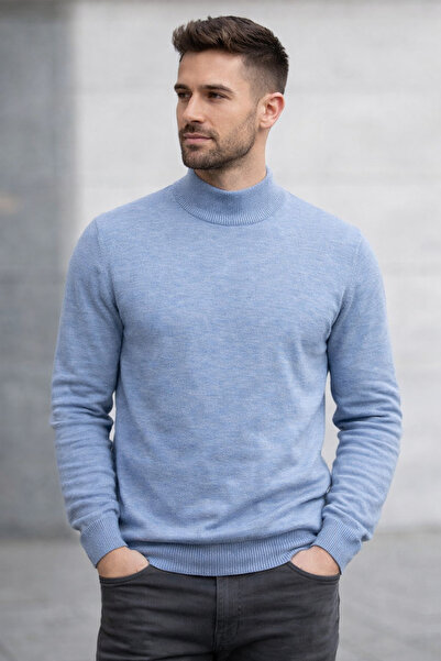 Tony Montana Extra Slim Fit Half Turtleneck Men's Sweater
