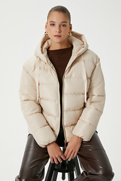 Ritnice Palton cremă pentru femei Strong supradimensionat Inflatable Dik cu glugă