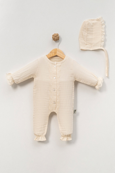 KİDSERİA MÜSLİN KUMAŞ KIZ BEBEK TULUM