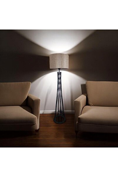 ABAJUR EVİM Deniz Lambader Modern Siyah Renk Ayaklı Köşe Lambader
