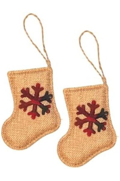 BRF Bezsell Asmali Jute Christmas Stocking Ornament 10cm 2 Pieces 1027645