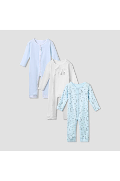 Juniors طقم نوم متنوع بأكمام طويلة وأزرار للإغلاق - مجموعة من 3 قطع