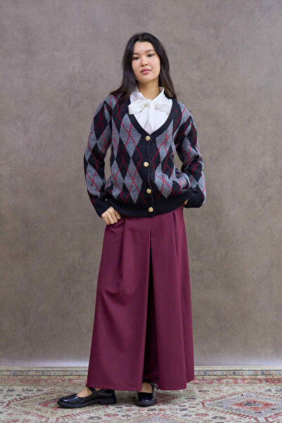 KÜÇÜĞÜM BUTİK Burgundy Pleated Polyviscose Trousers