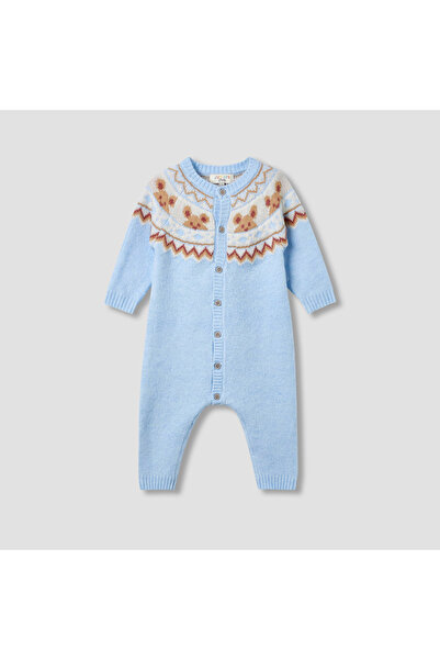 Juniors Round Neck Romper with Button Closure - Polyester Blend - Long Sleeves