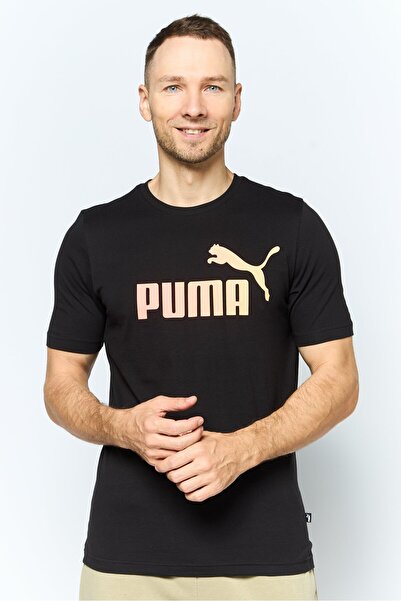 Puma Men Sportswear Fit Short Sleeves Brand Logo Outdoor T-Shirt, Black