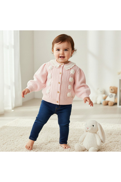 giggles Crochet Detail Cardigan with Long Sleeves