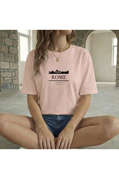 BUWOM تيشيرت نسائي برقبة دائرية من ROME مطبوع