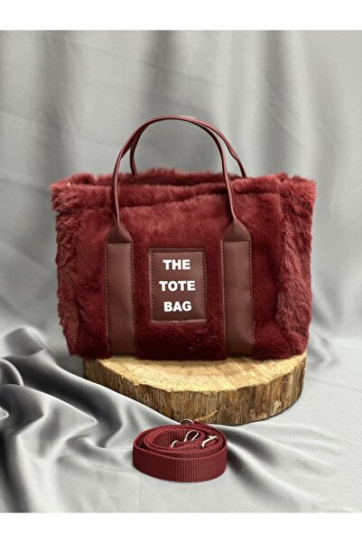 BENAHOLL Women's Bag Raya Plush Tote Shoulder and Hand Bag-Dn115 Burgundy