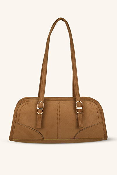 birizmoda Chic Model Suede Baguette Bag - Tan