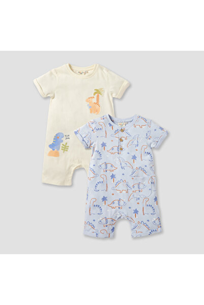 Juniors طقم من قطعتين: جمبسوت مطبوع عليه ديناصورات بياقة دائرية