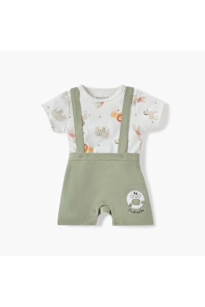 Juniors طقم تي شيرت ودنغري بطبعة حيوانية