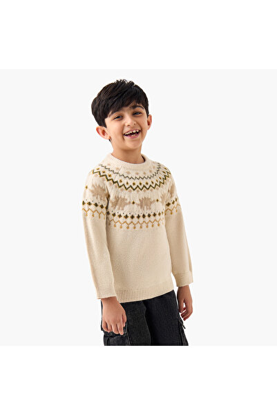 Juniors Boys Crew Neck Pullover with Print - Long Sleeves
