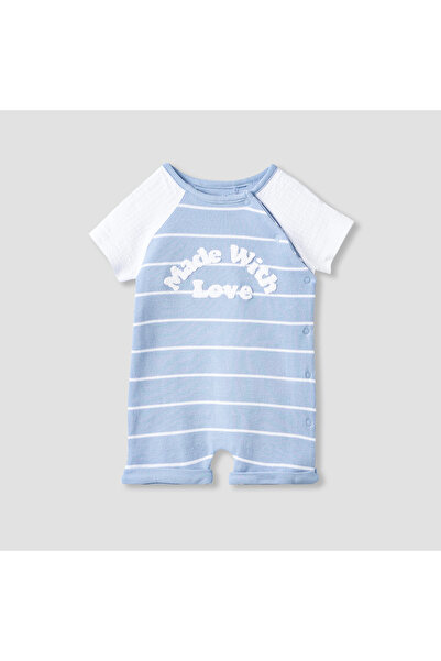 Juniors Striped Romper with Raglan Sleeves