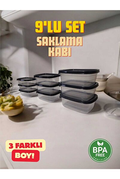 wete home 9-Piece Storage Container Rectangular 600 Ml, 1200 Ml, 2000 ml Leak...