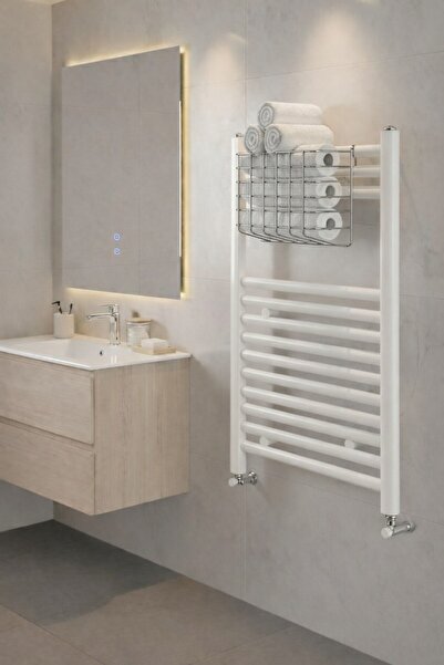 Sas Haus Ράφι μπάνιου πολλαπλών χρήσεων με κυψελωτή επιφάνεια – Μεταλλική θήκη για πετσέτες & καλάθι οργάνωσης 1 τεμάχιο χρώμιο