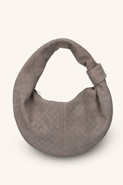 birizmoda Luxe Model Round Suede Bag - Mink