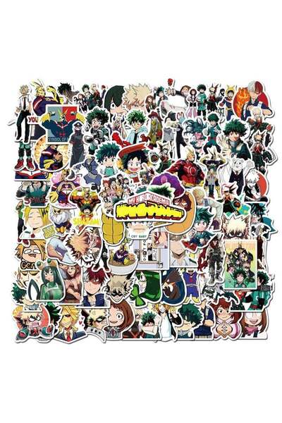 Generic ١٠٠ قطعة من ملصقات ماي هيرو، ملصقات أكاديمية ماي هيرو من الفينيل المقاوم للماء، ملصقات أنمي لطيفة للماء