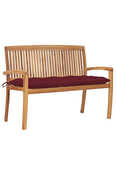 vidaxl Stacking Garden Bench with Cushion 128.5 cm Solid Teak Wood