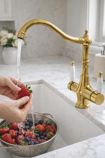 HT PRİMA صنبور مطبخ جيوستيك كونتري نوستالجيك بتصميم عتيق مع تحكم مزدوج